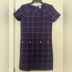J. Crew Navy and Red Plaid Mini Dress